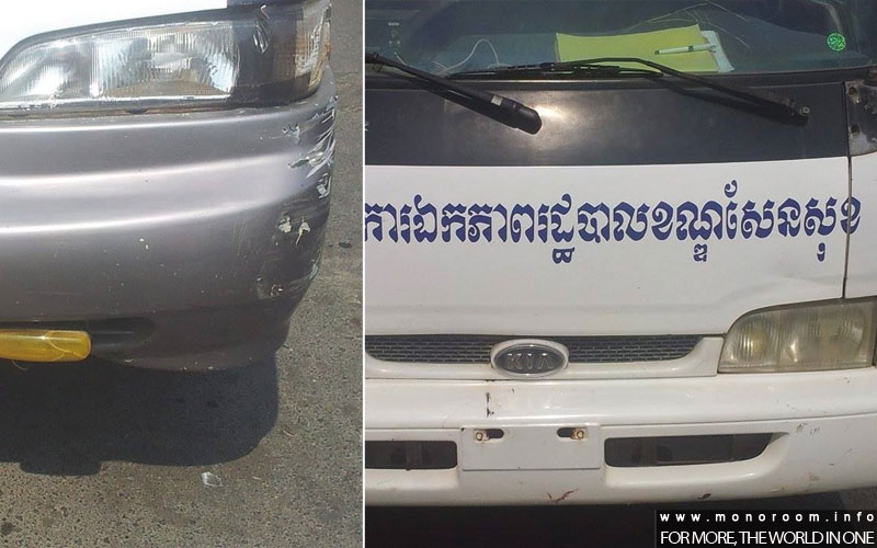 កងបញ្ជាការខណ្ឌសែនសុខ បើកកៀររថយន្ដកម្មករ រួចចុះមកក្របួចកអាវ